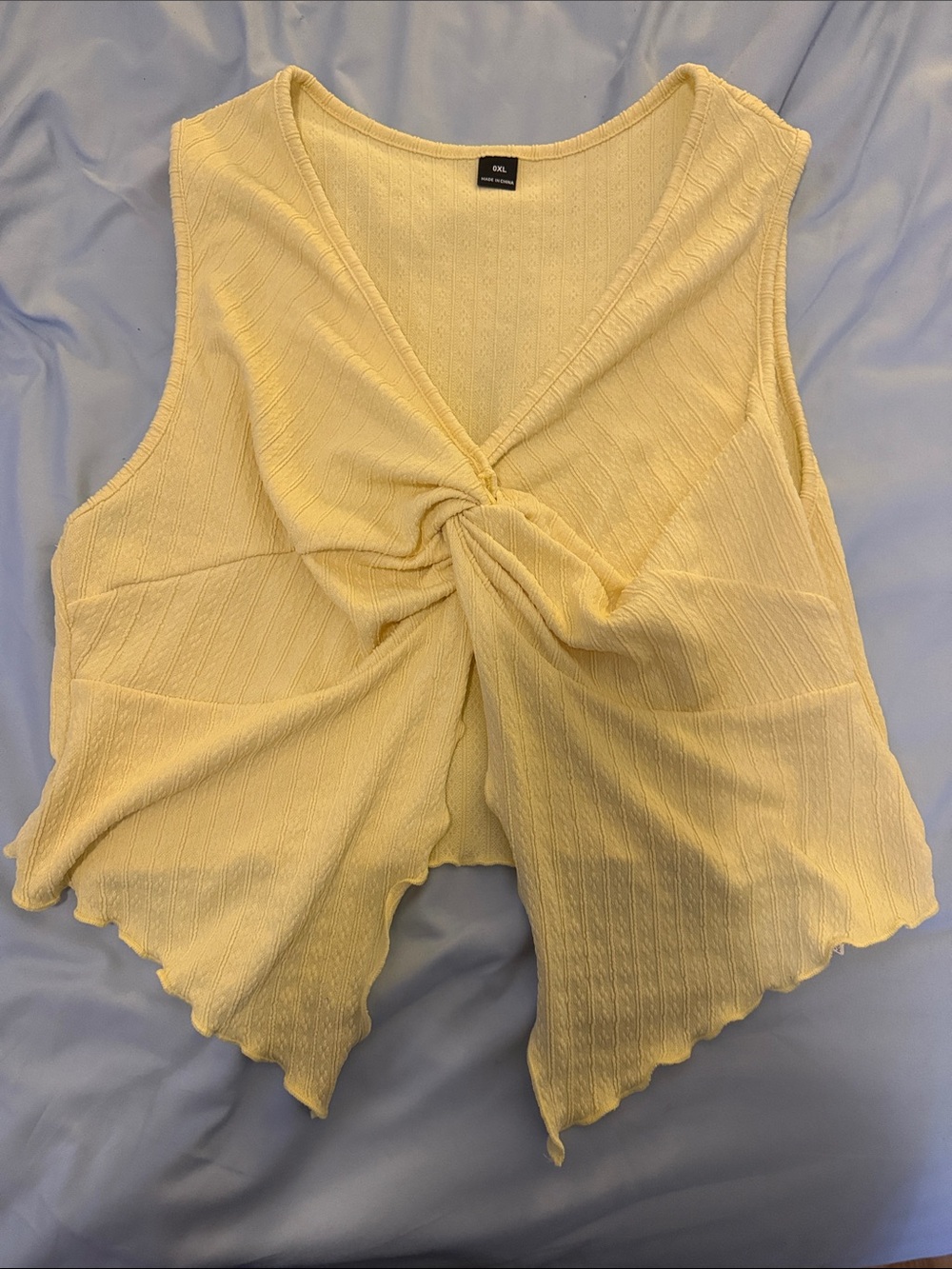SHEIN Pale Yellow Twist-Front Tank Top